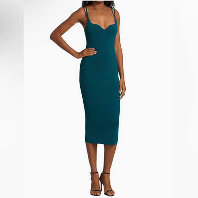 NEW The Sei Double Sweetheart Knit Midi Dress Turquoise Peacock Size Medium  | eBay