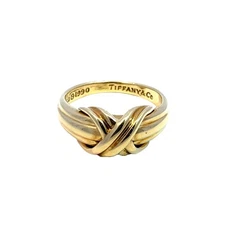 Tiffany & Co. 1990 Vintage X Signature Ring in 18k Yellow Gold