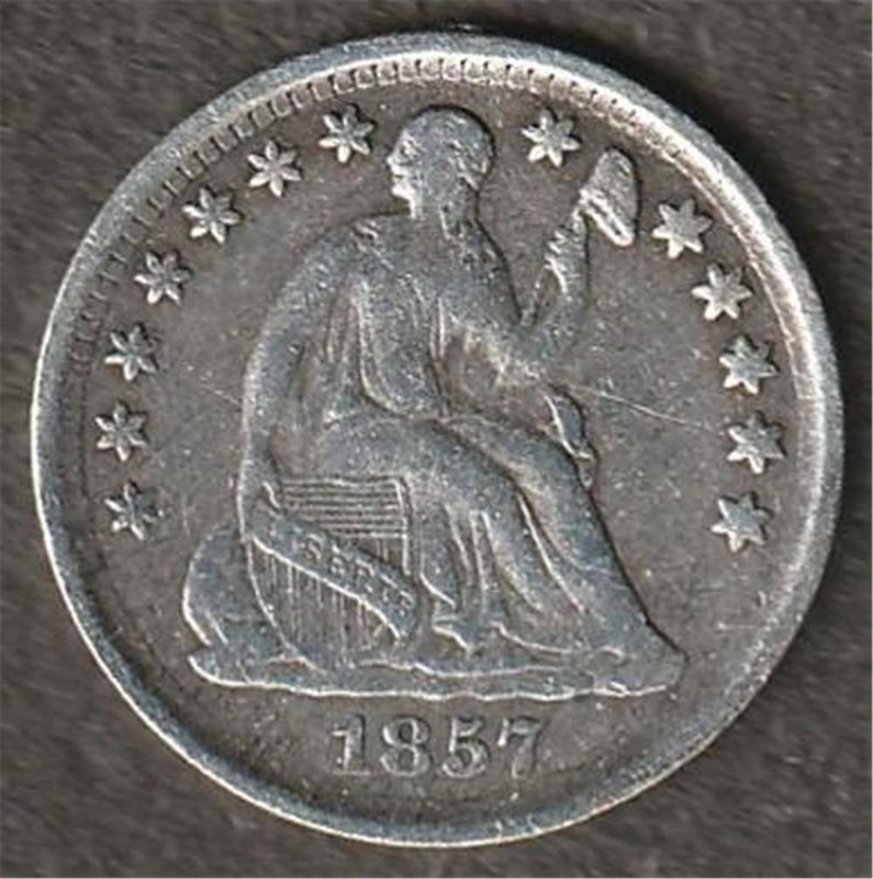 1857 SEATED LIBERTY HALF DIME VF CONDITION  ---  KJAQ