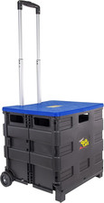 Quik Cart Collapsible Rolling Crate on Wheels for Teachers Tote Basket, 80 Lbs C