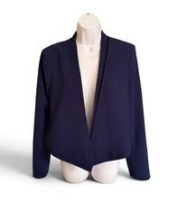 NWT White House Black Market Cropped Blazer 10 Noble Blue Open Front Stretch