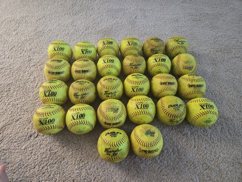 Lot of 26 Used 12" Softballs - Dudley Thunder & Trump X-Rock - Practic