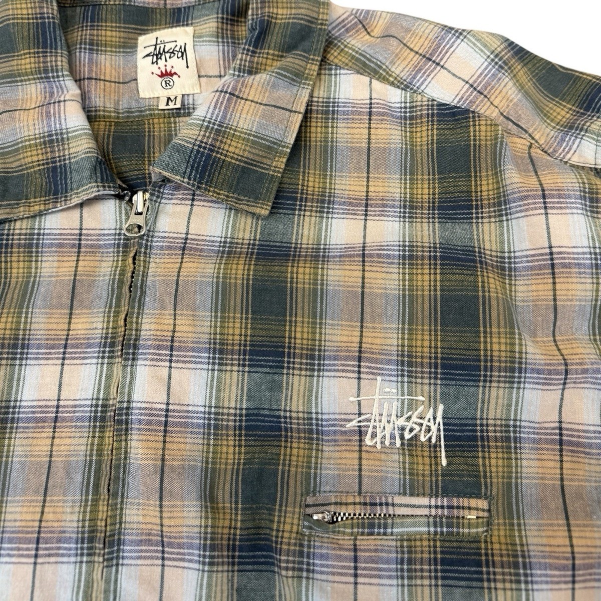 Vintage Stussy Plaid Zip Up Lightweight Jacket 90s Sz Medium | eBay