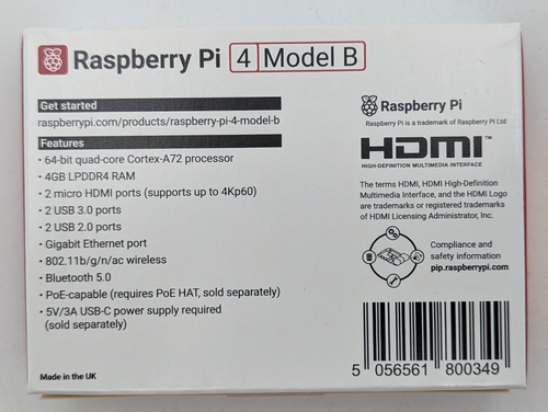 Raspberry Pi 4 Model B 64bit Quad Core Cortex-A72 Processor 4GB (RPI4-MODBP-4GB) - Afbeelding 2 van 5