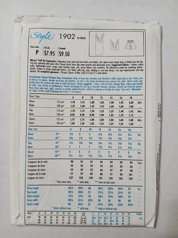1902 Style Sewing Pattern. Misses Pullon Top Skirt Size 6, 8, 10, 12, 14, 16, 18 - Image 2 of 3