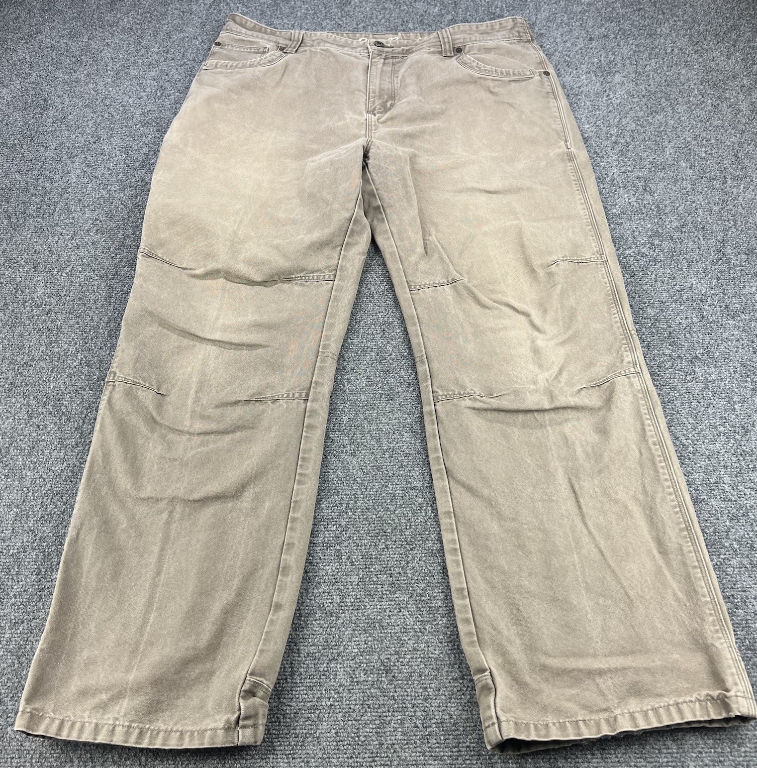 Eddie Bauer Canvas Pants Mens 38x32 Beige Relaxed Straight Utility Reinforced