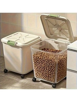 BYNNROUP 25KG Dog Food Storage Bin Moisture-Proof ABS Container with Wheels
