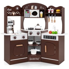 Corner Kitchen Playset w/ Coffee Machine Oven Microwave Washing Machine