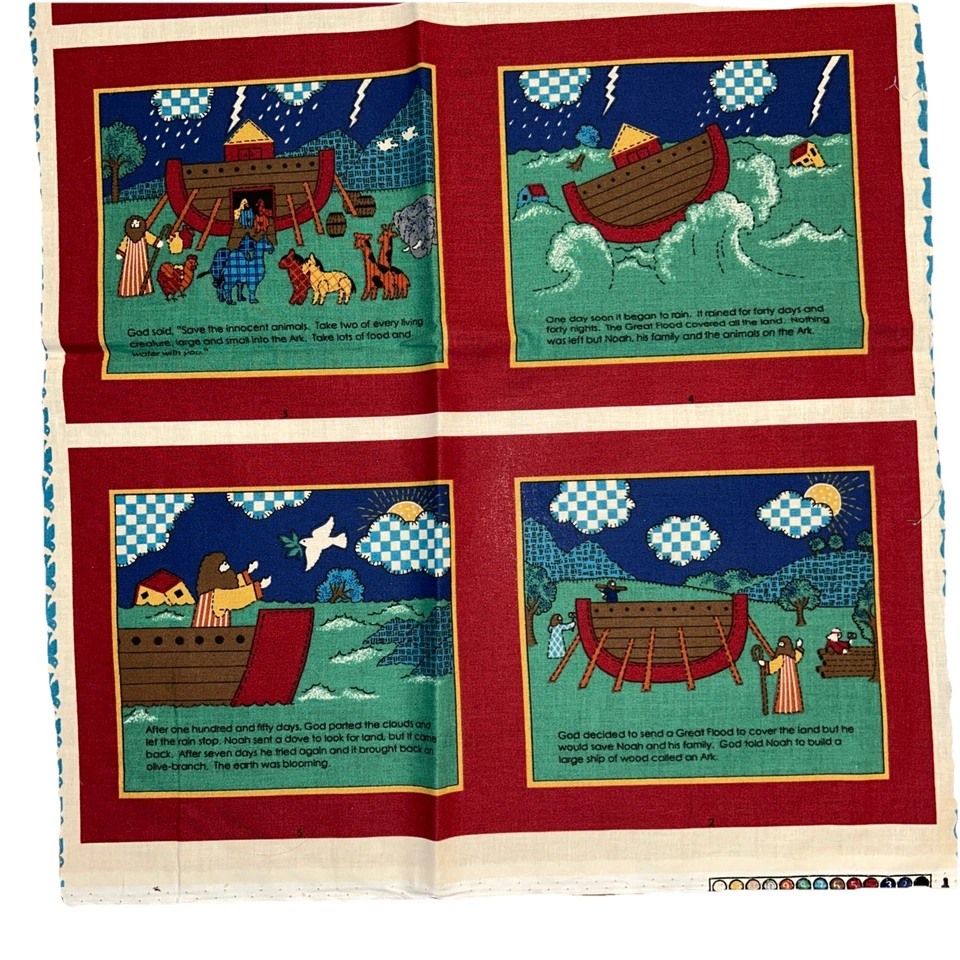 Panel de tela de algodón vintage N.T. Inc panel de libro de corte y costura Arca de Noé Foto 4 de 4