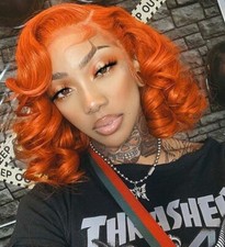 Ginger Loose Wave Brazilian Human Hair 13x4 Lace Front Wigs Pre Plucked