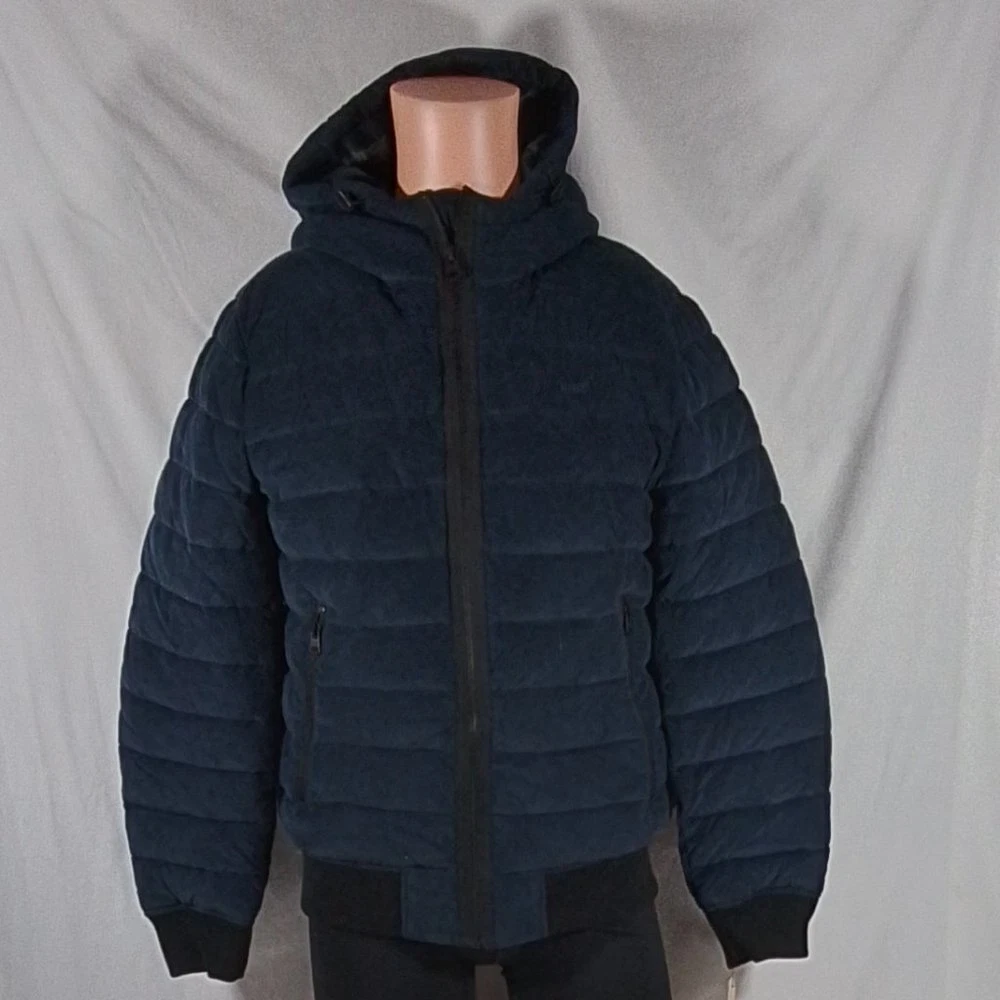 Navy corduroy puffer clearance jacket