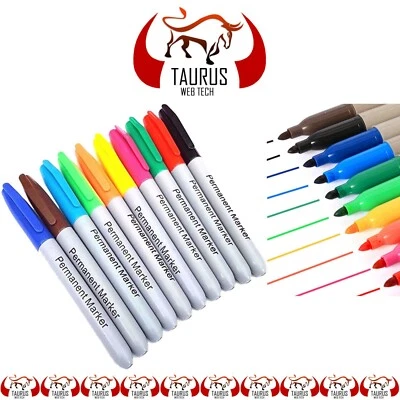 50 x Permanent Markers Pens Pack Assorted Multi Colour Sharpe Fine Point Tip UK