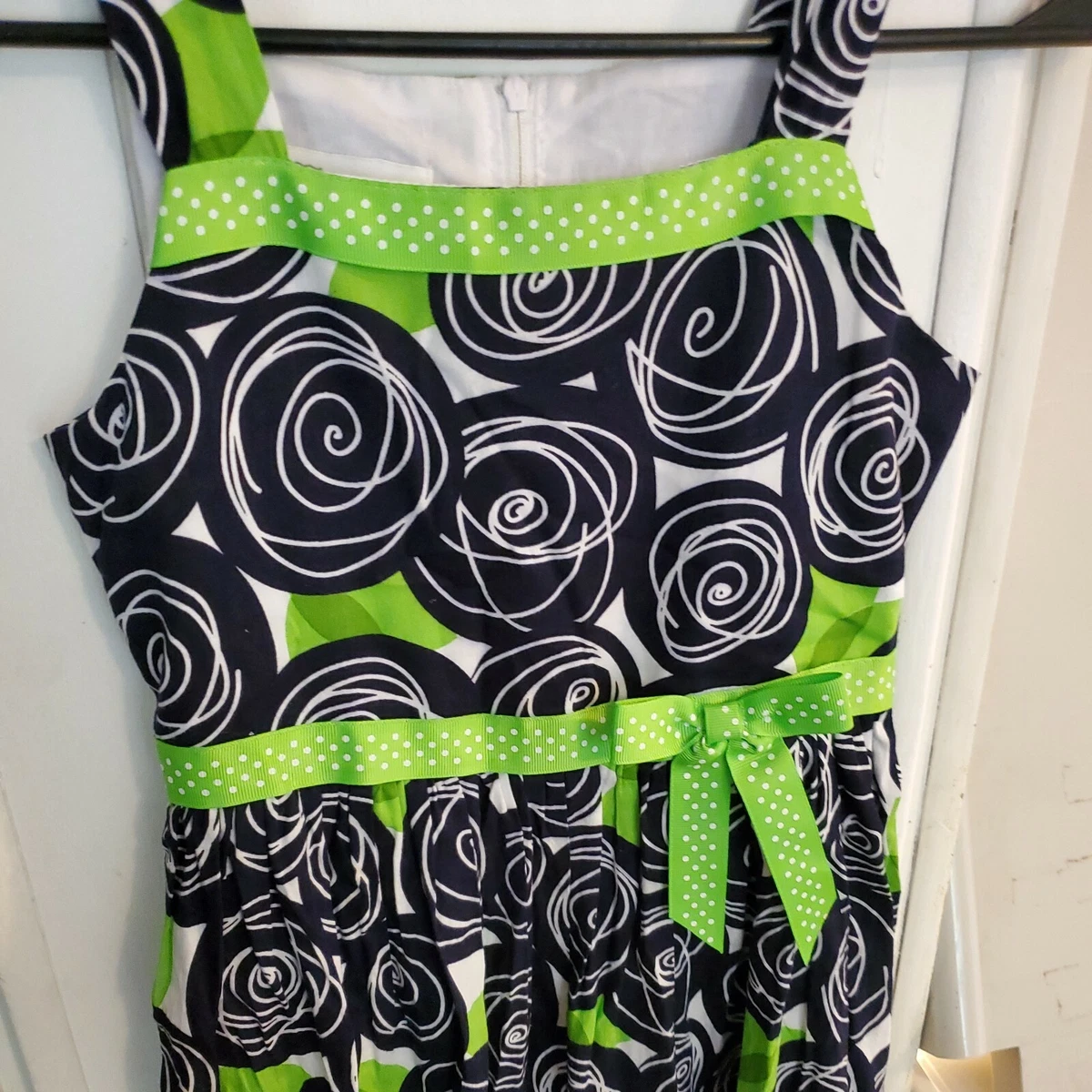 Size 8 Girls Bonnie Jean Dress Black, White, And Green | eBay
