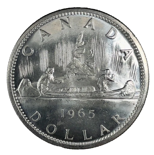 1965 PL Unc. $1 Canada Dollar .800 Silver Type 3  Large Bead Blunt  5.