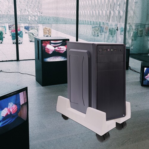 Pullwheel Chassis Holder Computer Bracket with Wheels Stand for Desktop