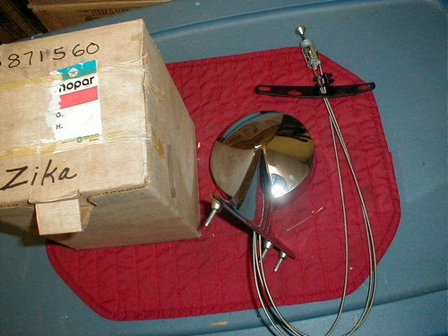 NOS MOPAR 1975-76-77 B BODY CHROME REMOTE ROUND MIRROR