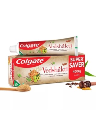 Colgate Vedshakti Zahnpasta 400g (200g+200g, 2er Pack). Anti Keim Zahnfleischpflege