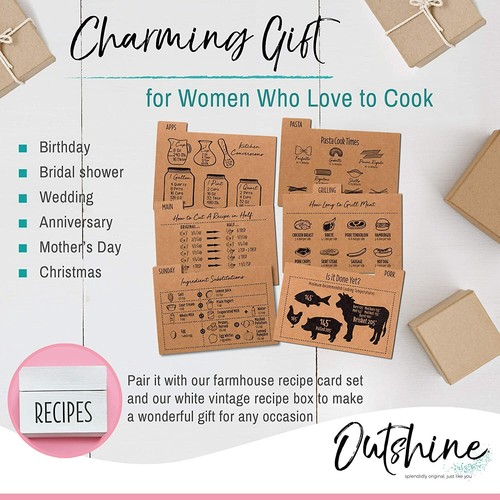 Outshine 24 Pack 4x6 Recipe Farmhouse Card Dividers Organizers Tabs - Picture 11 of 45