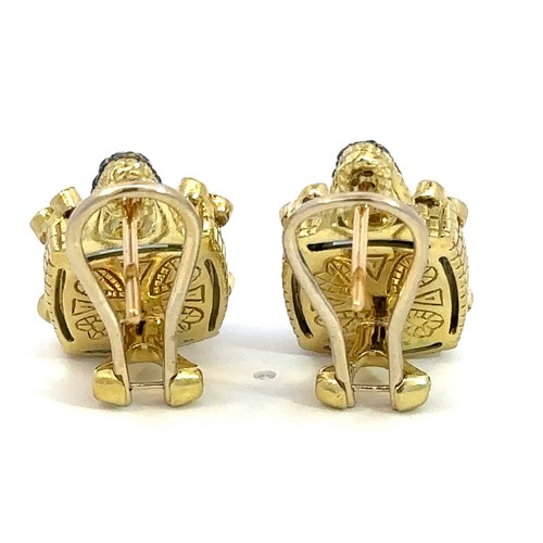 Orecchini Judith Ripka Roma Collezione Oro Giallo 18K Diamanti e Topazio Blu - J112 - Foto 3 di 9