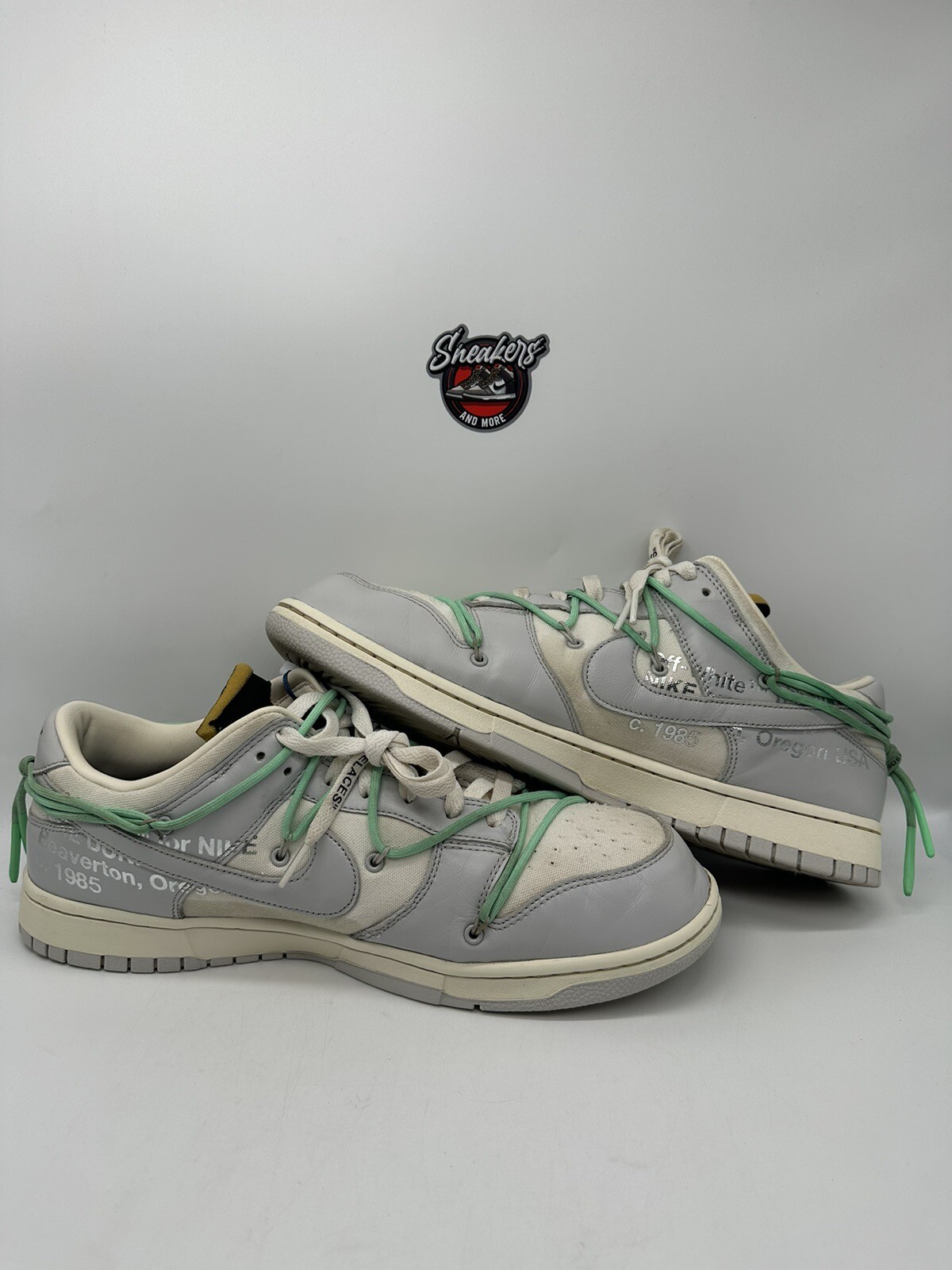 OFF WHITE X NIKE Nike Dunk Low x Off White (lotto 4 04 di 50) grigio acqua schiuma di mare DM1602 114 taglia 14