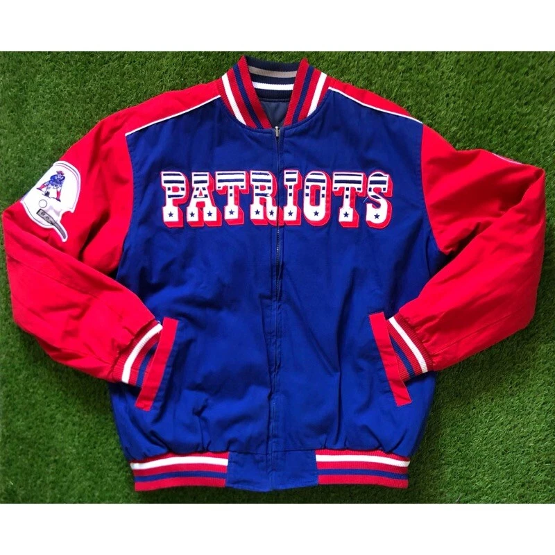 G-lll NFL New England Patriots Reversible Embroidered Patch Bomber Jacket Men’s - Image 2 of 4
