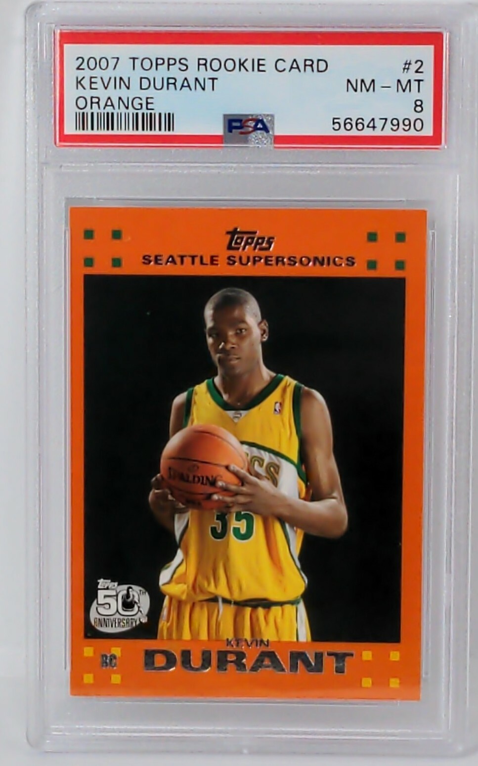PSA 8 2007-08 Topps Kevin Durant Rookie Orange RC #2! | eBay