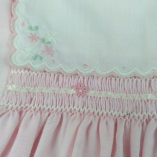 Baby Dress Marquise Size 0 6-12 Months Smocked Long Sleeve Vintage Pink - Picture 4 of 8