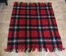 Multi Color Plaid 100 Wool Throw Blanket 59 In X 50 In