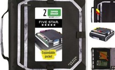 Zipper 2 Inch 3-Ring for School, Expansion Panel and Black/Gray Binder