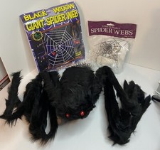 LOT OF HUGE BLACK SPIDER SPIDER WEBS, GIANT 9 FT. WEB . HALLOWEEN DECORATIONS