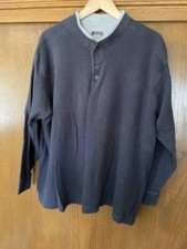 Wrangler Riggs Workwear Men's 2XL 100 Cotton Navy Blue LS 4 Button Henley Shirt