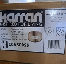 Karran USA CCV300 Cinox 15-3/4" Circular Stainless Steel Vessel - Stainless