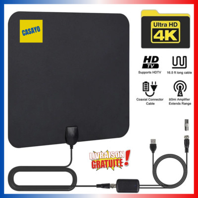 Antenne TV Intérieure HDTV numérique Chaînes locales 4K TNT Tous téléviseurs