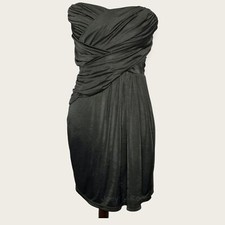 Express Women's Small Dark Gray Ruched Strapless Mini Dress