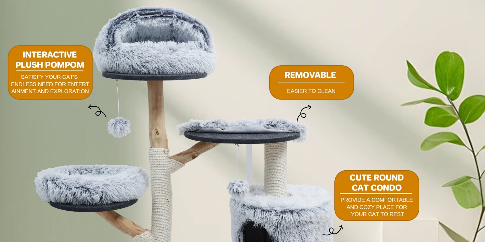 ZEOPHOL 52" Cat Tree Large Condo Pet Play Tower Cat Bed Furniture Scratch Post