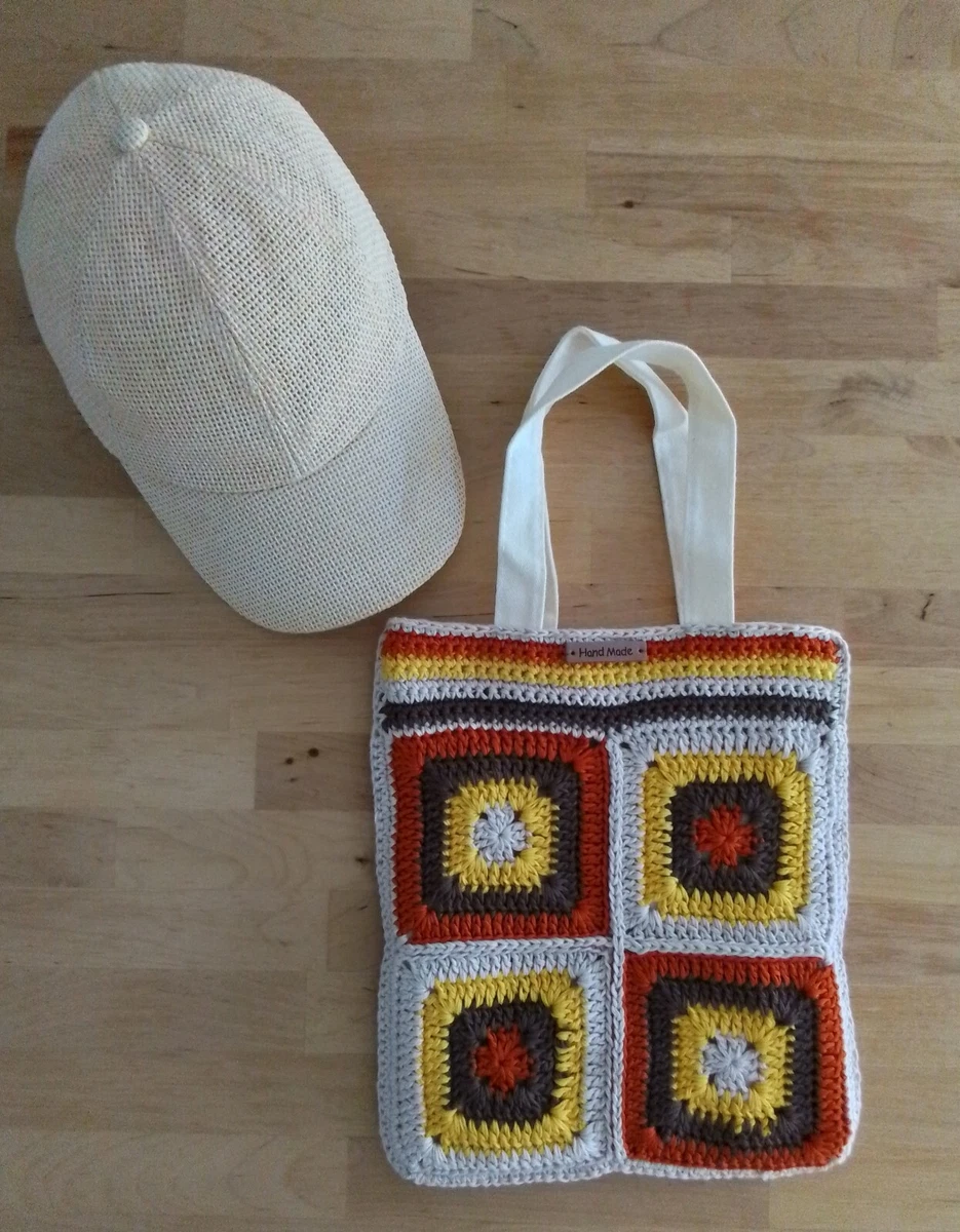 Sac Fourre tout Doubl 100 coton Multicolore Neuf Fait Main Au Crochet 28X24
