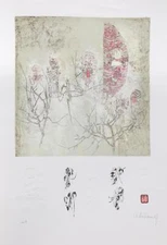 Lebadang (aka Hoi), Figures in Trees, Etching with Relief, signed in pencil