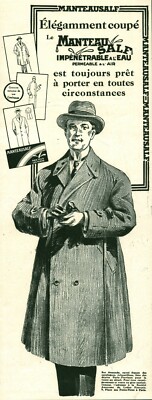 Reklame alter Salf Mantel wasserundurchdringlich 1925 aus Zeitschrift
