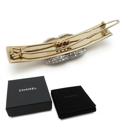CHANEL Barrette Hair clip pin AUTH Coco Clear Rhinestone  display picture 3