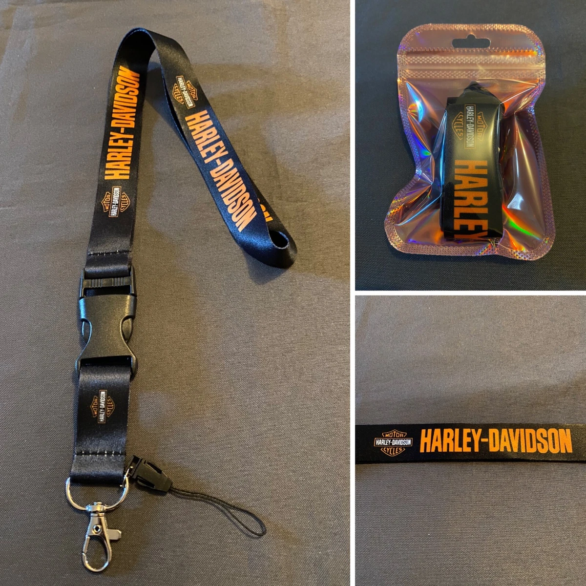 Porte-clés Et Bracelet Harley Davidson En Ruban Gros Grain Et Sangle Coton – Style Motard