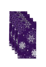 100% Milliken Polyester Winter Snowflakes Purple 18" x 18" Napkins 1 Dozen