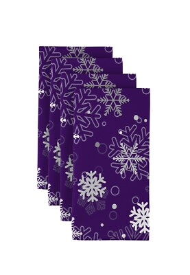 100% Milliken Polyester Winter Snowflakes Purple 18'' x 18'' Napkins 1 Dozen