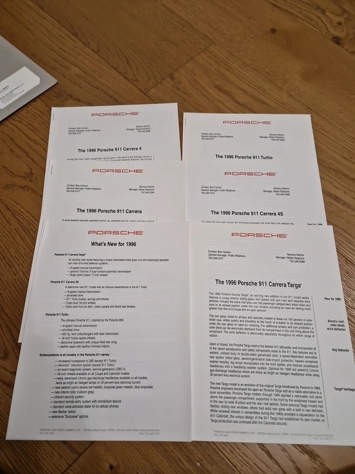 Porsche 911 996 1996 Dossier Press Kit  Cartella Stampa Publikation Photos - Immagine 4 di 4