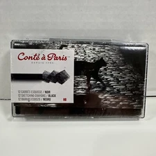 Conte A Paris Crayons - Black Noir HB Box of 12 New Sealed