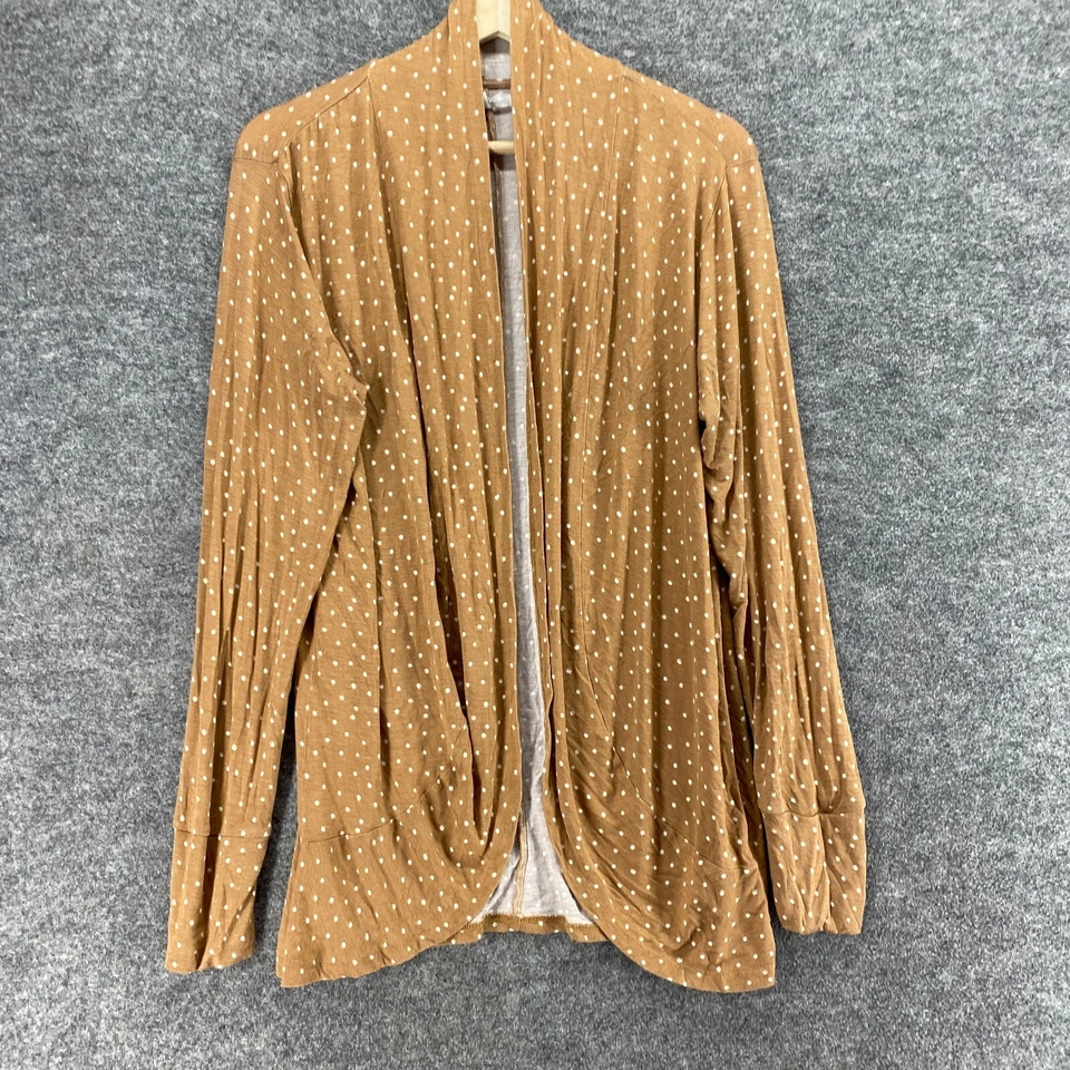 Top Maurices Mujer M Mediano Marrón Lunares Frente Abierto Manga Larga Rayón Informal Foto 3 de 4