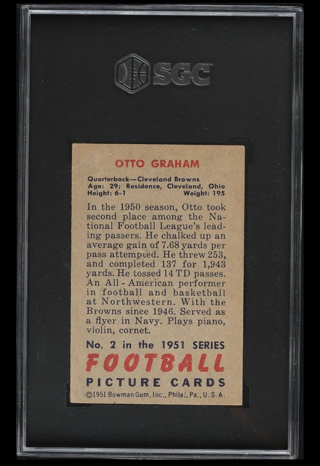 Bowman 1951 - Otto Graham #2 SGC 5,5 Foto 2 de 2