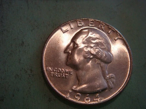 1964 D Washington Quarter - Beautiful Uncirculated, actual coin in photo
