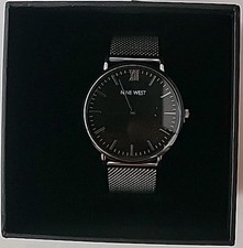 New Nine West Asher Watch NWW1620M New Stainless Mesh Band Black Face