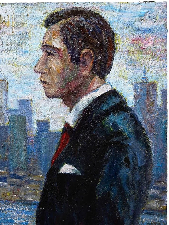 原版 30x24 英寸油画█彩绘复古现实主义█艺术签名男人爱情婚姻形式 — 第 4/4 张图片