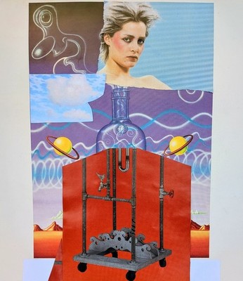 ST IVES SURREALISTISCHE COLLAGE VENUS FRAU PORTHMEOR STUDIO 5 ORIGINAL NIGEL WATERS